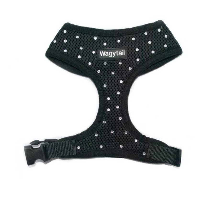 Dog Harness Black with Swarovski