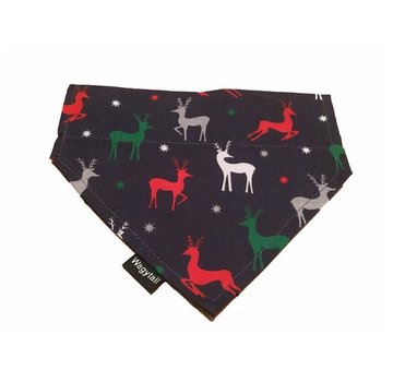 Wagytail Dog Scarf Blue Reindeer Bandana