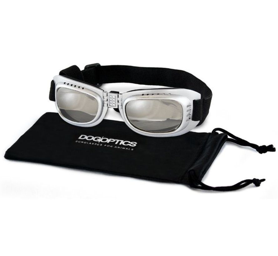 Dog Sunglasses Biker Silver frame/Mirror lens