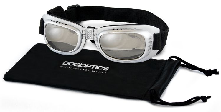 Dogoptics Hondenzonnebril Biker - Silver Frame & Mirror Lens - S