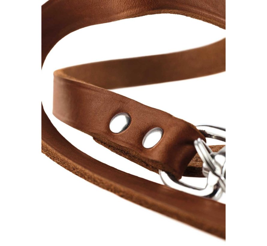 Adjustable Dog Leash Cognac Leather