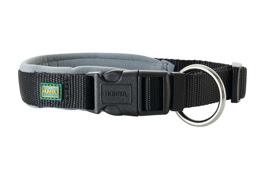 Hunter halsband voor hond neopreen vario plus zwart / grijs 28-30 cmx15 mm