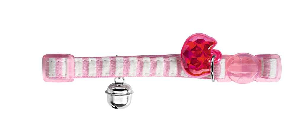 Kattenhalsband Cotton Stripes Roze