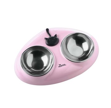 Hunter Double Bowl Cat Moulins Pink