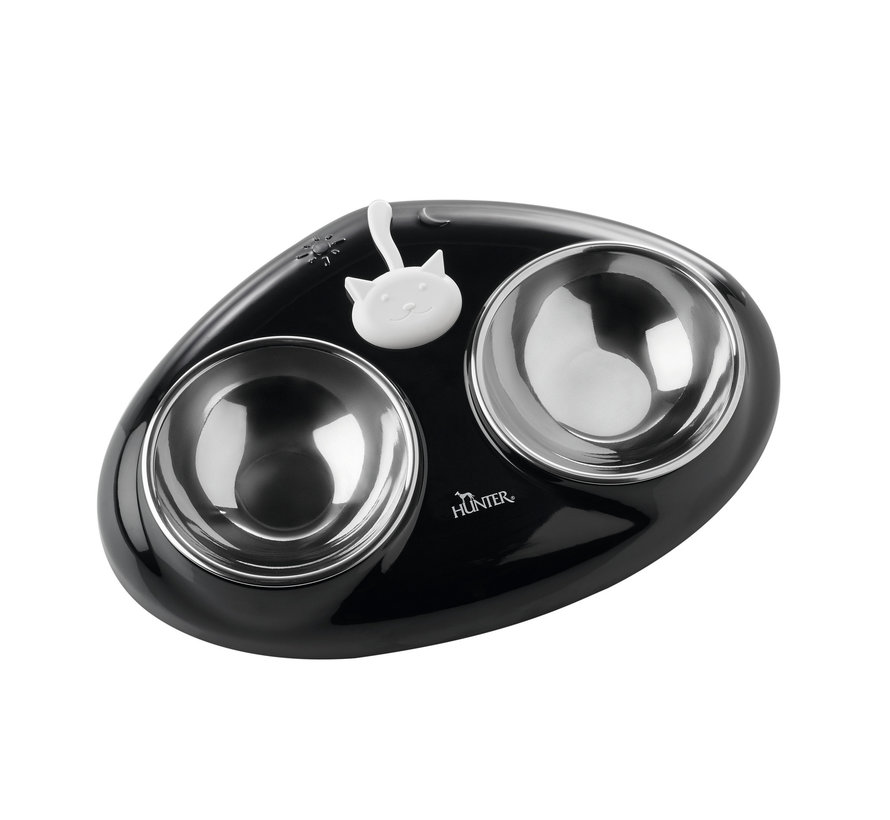 Double Bowl Cat Moulins Black