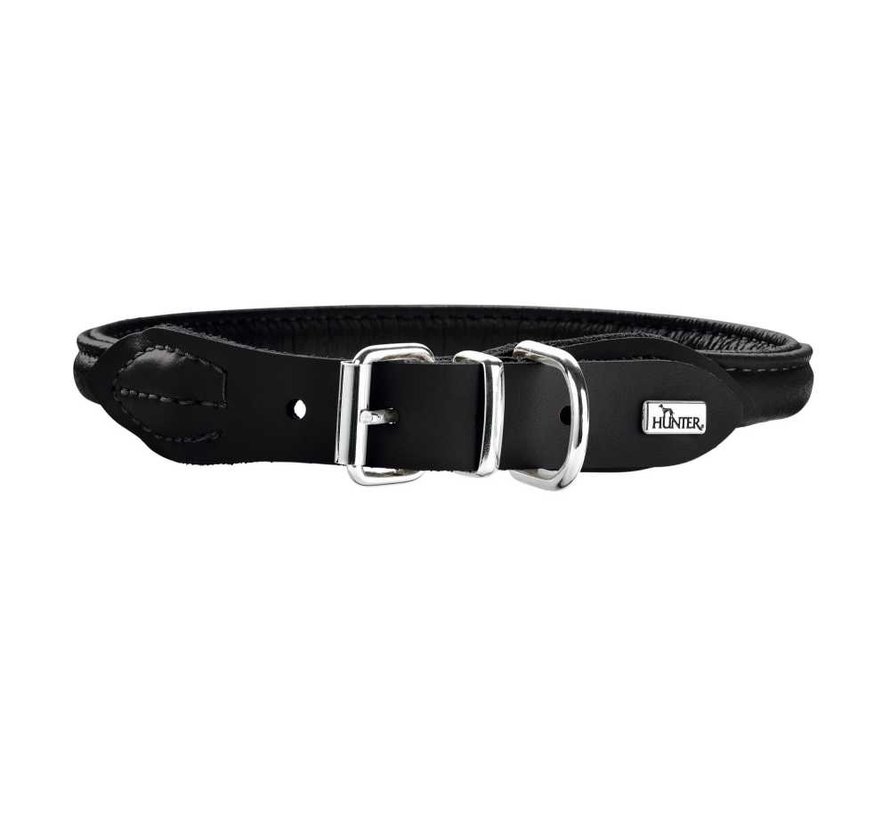 Dog Collar Round & Soft Elk Black