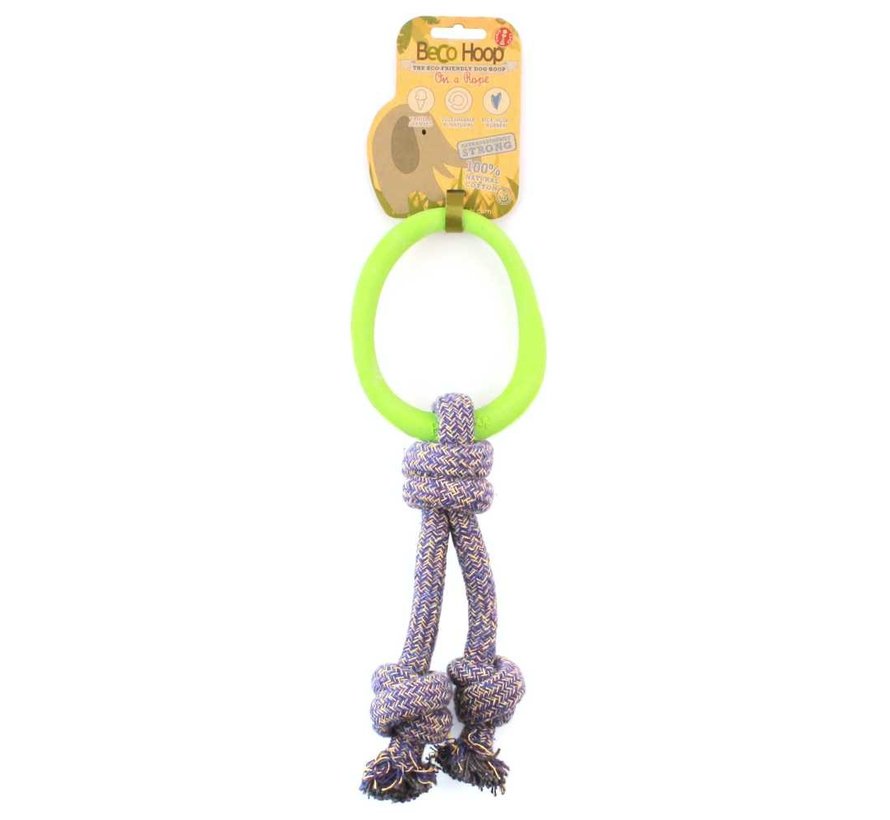 Dog Toy Hoop on a Rope Green