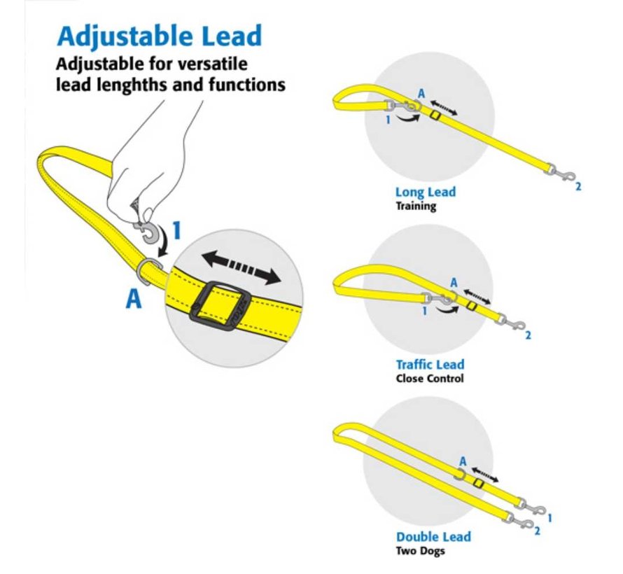 Dog Leash Utility Control Multi Lead Yellow
