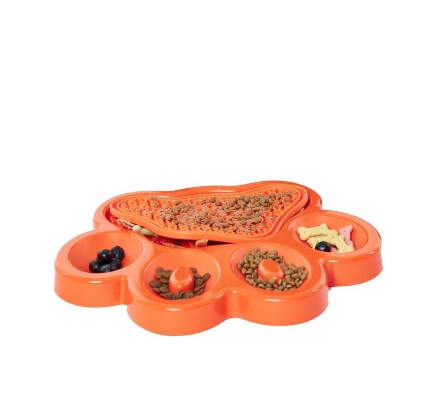 Paw 2 in 1 Slow Feeder Orange