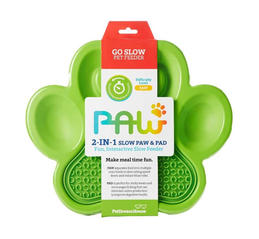 Paw 2 in 1 Slow Feeder Green