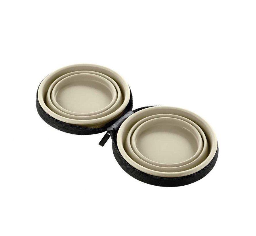Foldable Beige Feeding Bowl List with Storage Bag