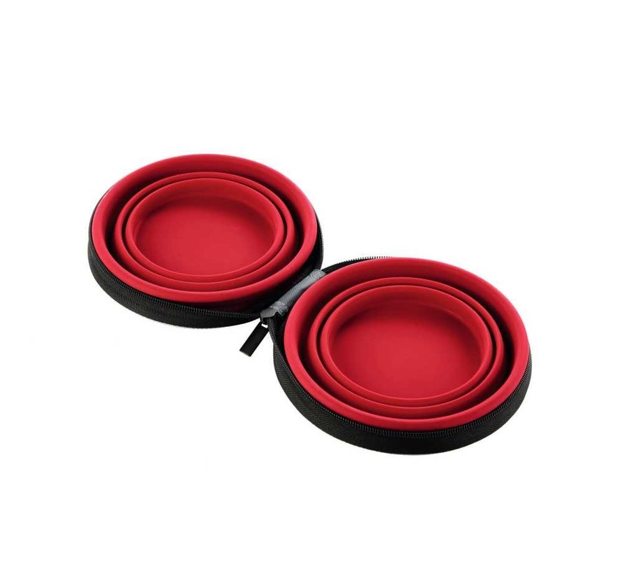 Foldable Red Feeding Bowl List with Storage Bag
