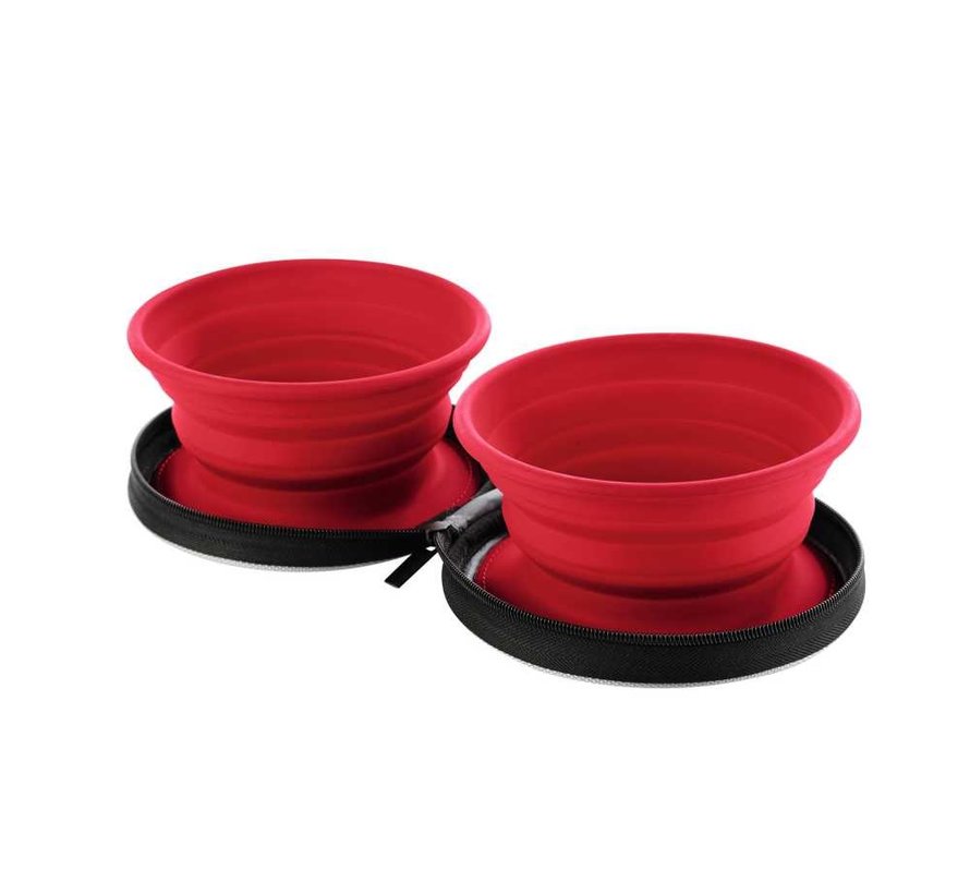 Foldable Red Feeding Bowl List with Storage Bag