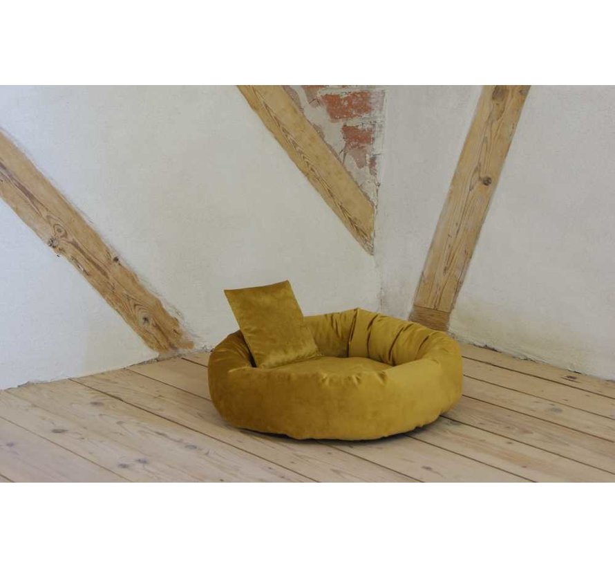 Dog Bed Velvet Yellow