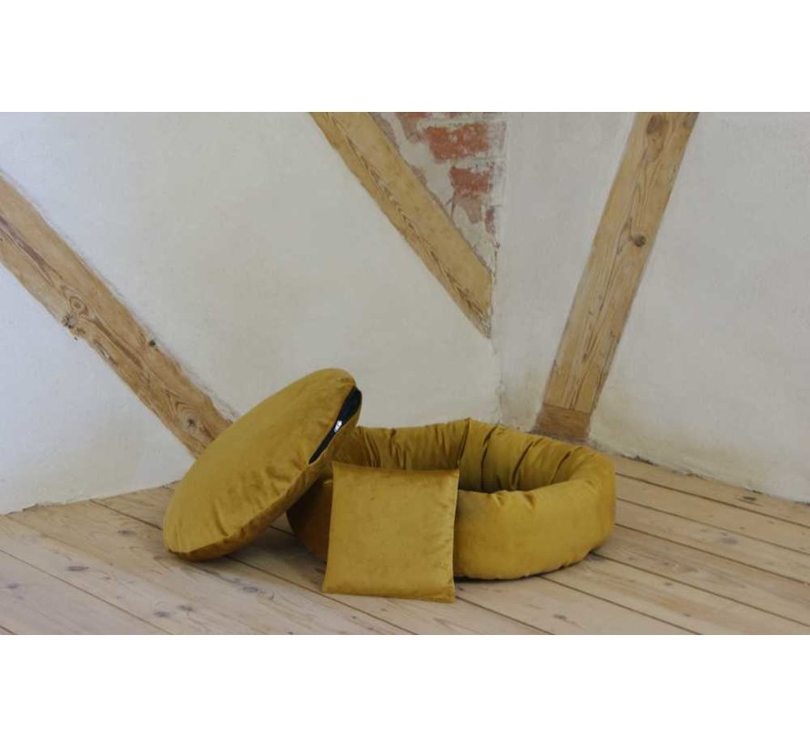 Dog Bed Velvet Yellow