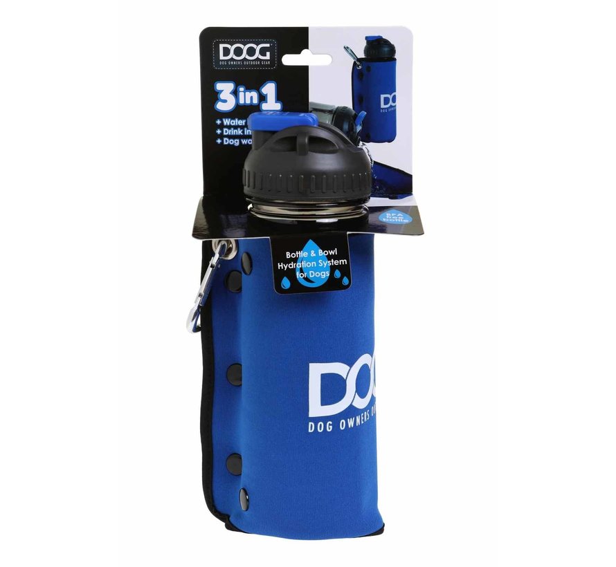 Hondenwaterfles Blauw 3-in-1