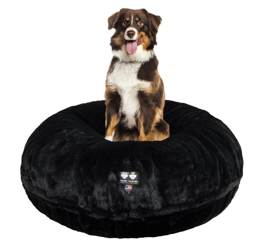 Dog Bed Bagel Short Shag Black Panther