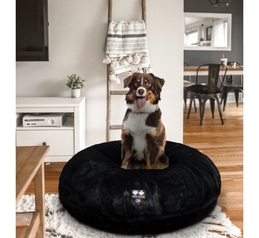 Dog Bed Bagel Short Shag Black Panther
