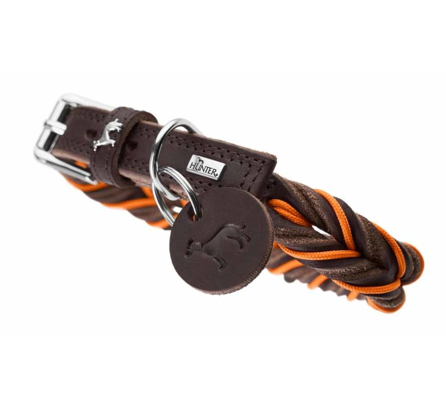 Hondenhalsband Solid Education Cord Bruin Oranje