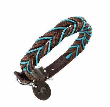 Hunter Dog Collar Solid Education Cord Brown Turquoise