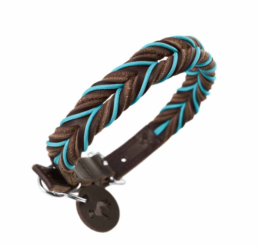 Hondenhalsband Solid Education Cord Bruin Turquoise