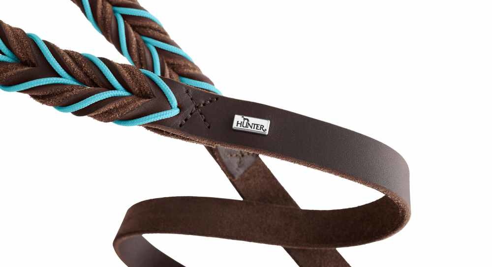 Hondenriem Solid Education Cord Bruin Turquoise