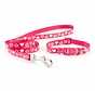 Dog Collar Set With Leash Heart Raspberry