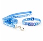 Dog Collar Set With Leash Heart Blue