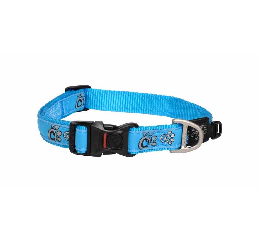 Dog Collar Turquoise Paws