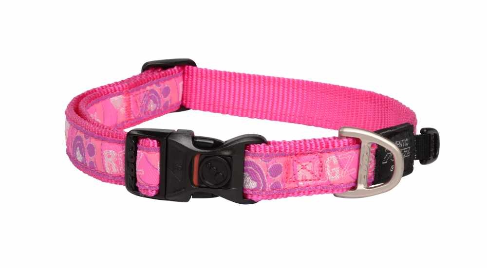 Rogz for dogs beach bum halsband voor hond pink paw 20 mmx34-56 cm