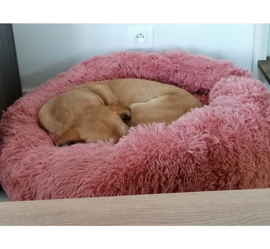 Dog Bed Donut Fuzz Old Pink