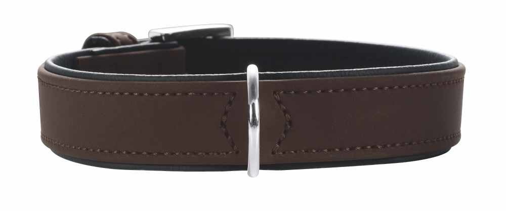 Afbeelding Hunter halsband voor hond softie kunstleder nubuck look bruin / zwart 32-40 cmx28 mm door Petsonline