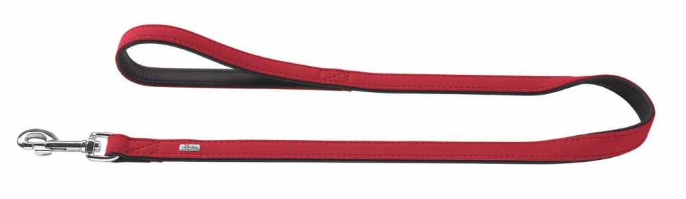 Hunter hondenriem softie kunstleder nubuck look rood / zwart 100 cmx20 mm