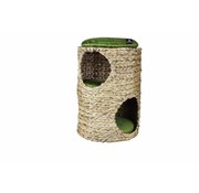 Silvio Design Round Cat Bed With Olive Cushions