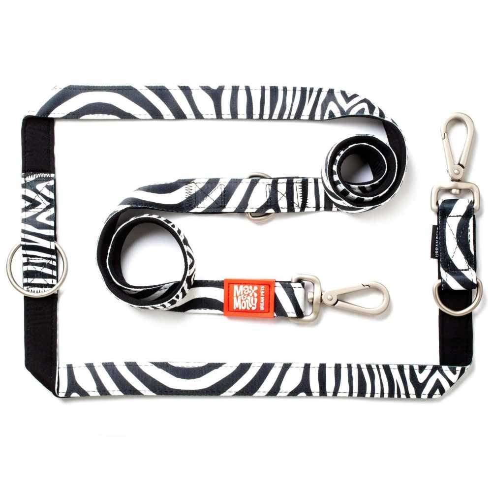 Max & Molly Multi-Function Hondenriem - Zebra - XS