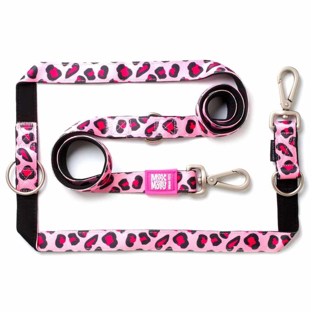 Hondenriem Leopard Pink Multi Function