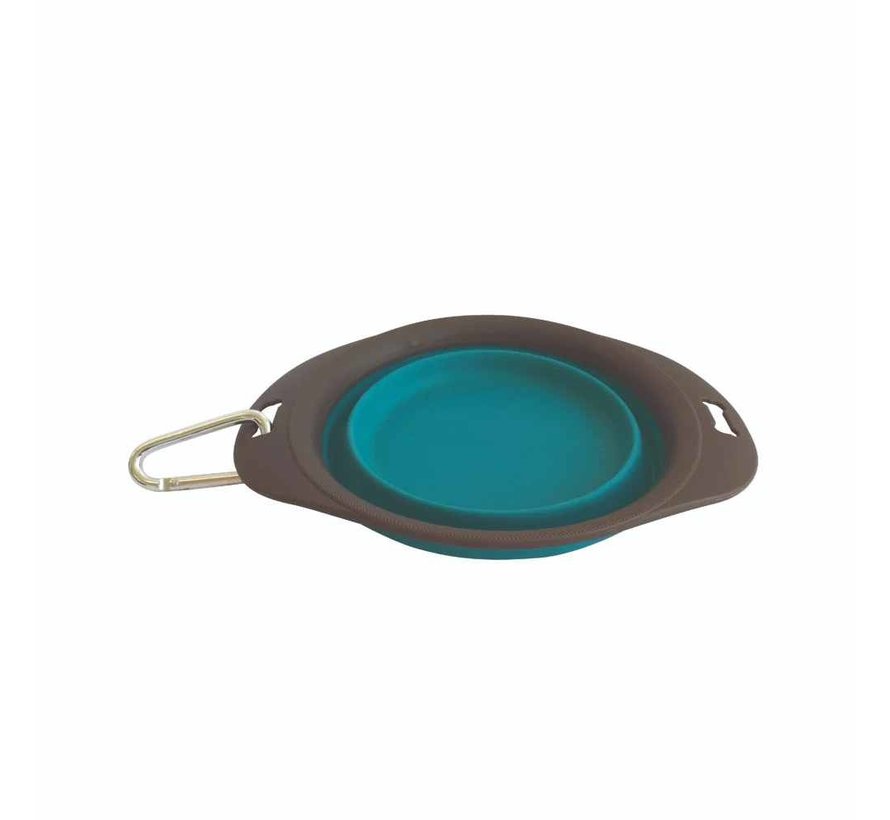 Portable Folding Pet Bowl with Carabiner - Turquoise