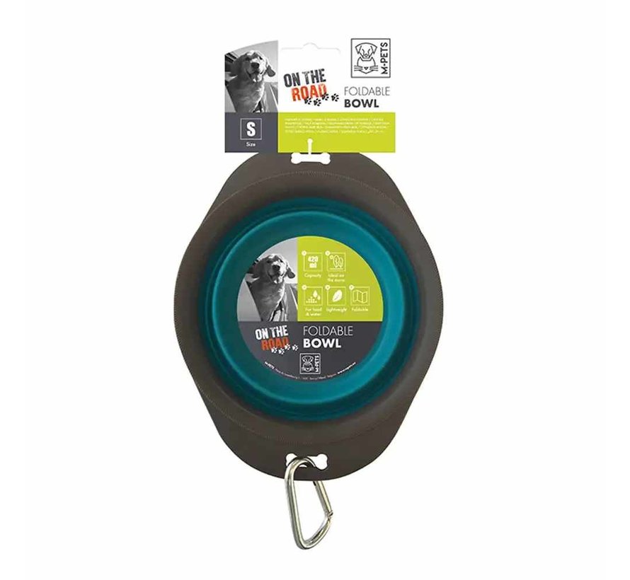 Portable Folding Pet Bowl with Carabiner - Turquoise