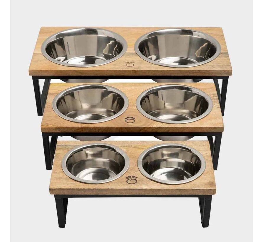 Double Pet Feeder Wood