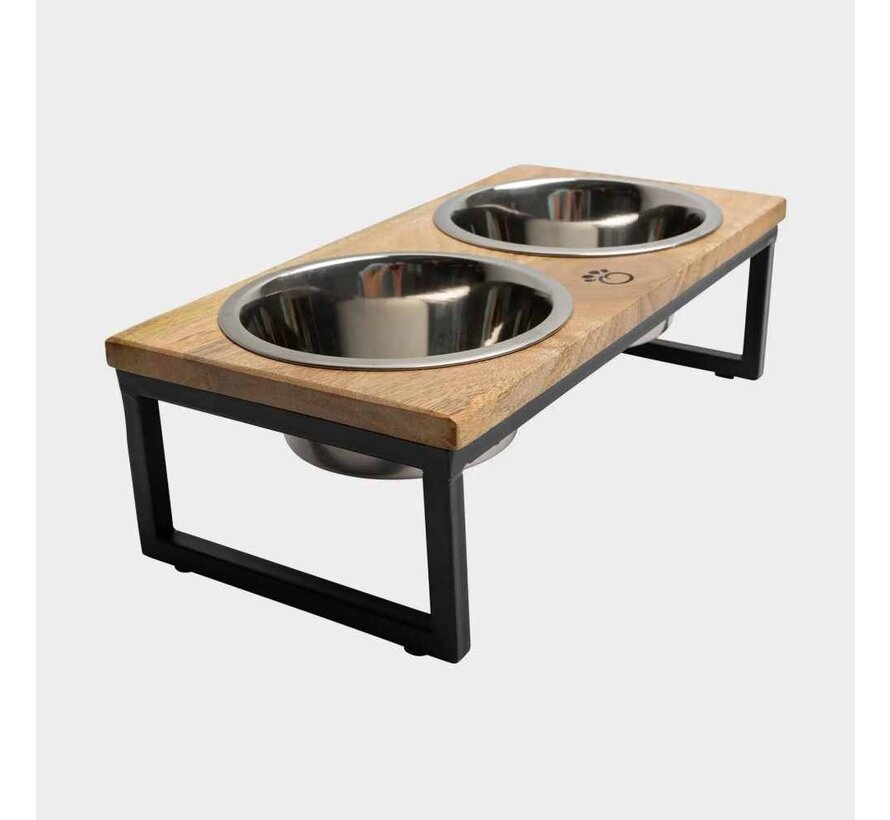 Double Pet Feeder Wood