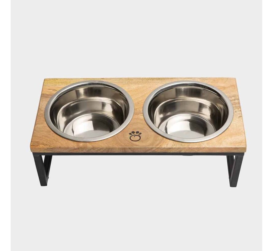 Double Pet Feeder Wood