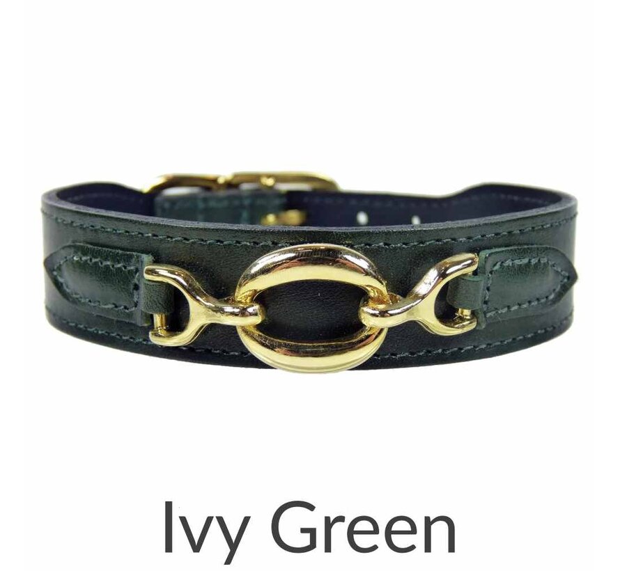 Dog Collar Hartman plated fittings Ivy Green