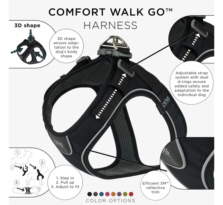 Dog harness Comfort Walk Go Black