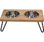 Bon Appetit Double Food and Drinking Bowl Wood