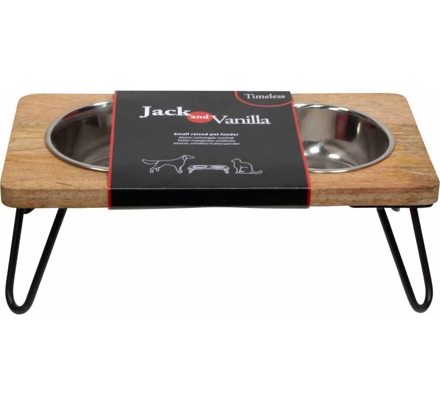 Bon Appetit Double Food and Drinking Bowl Wood