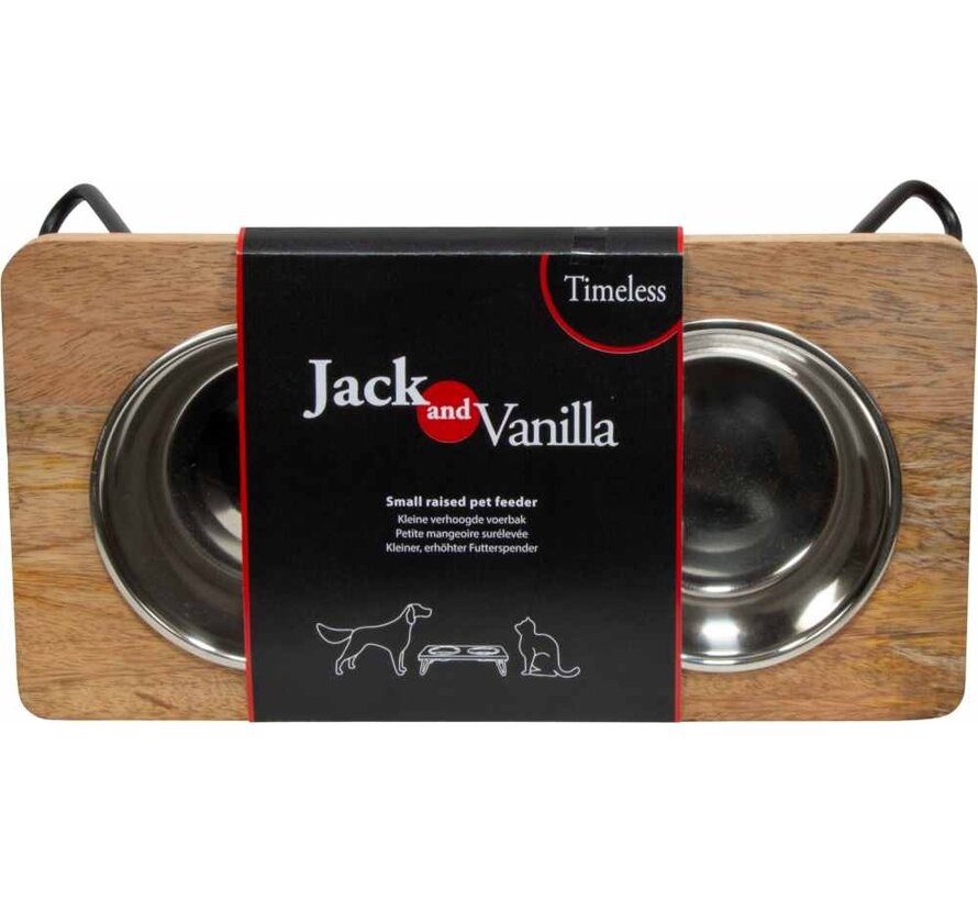 Bon Appetit Double Food and Drinking Bowl Wood