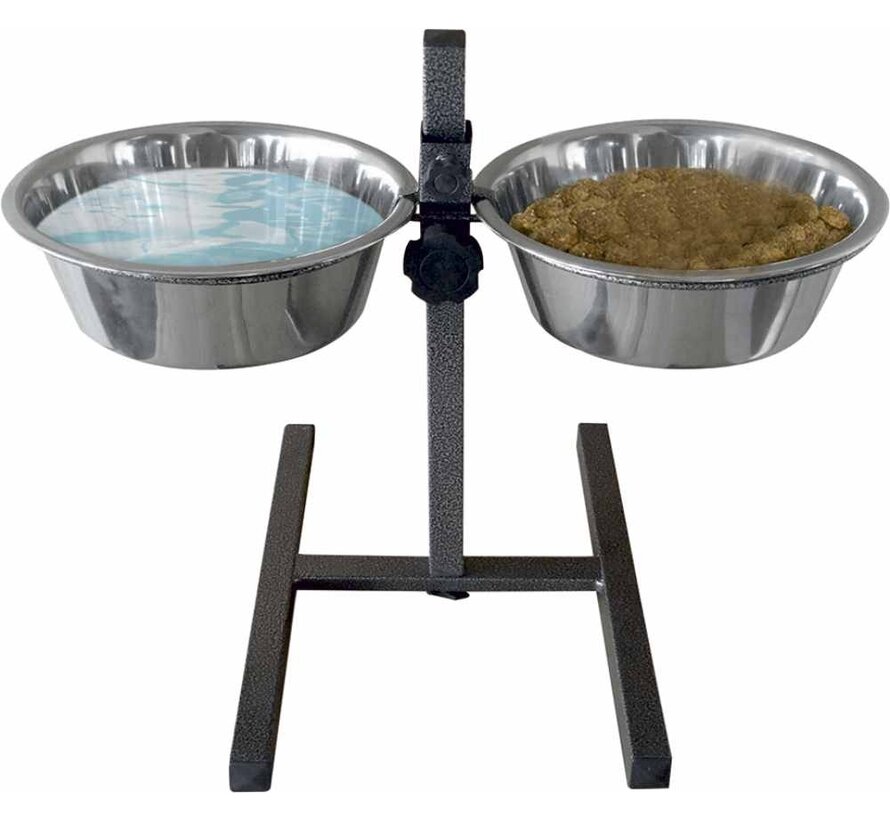 Feeding Bowl Stand with 2 stainless steel bowls