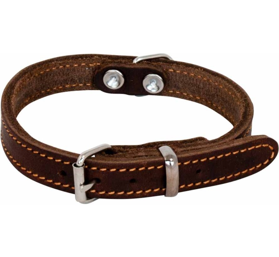 Dog Collar Greased Leather Brown