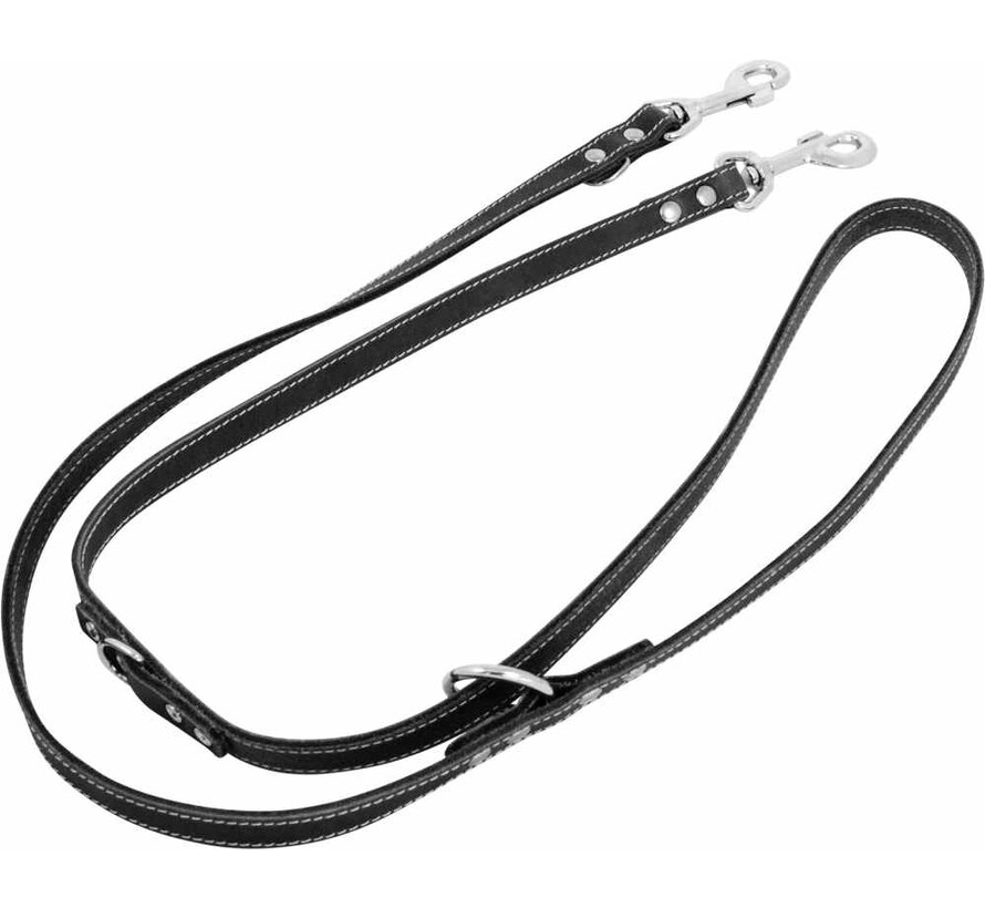 Adjustable Dog Leash Greased Leather Black