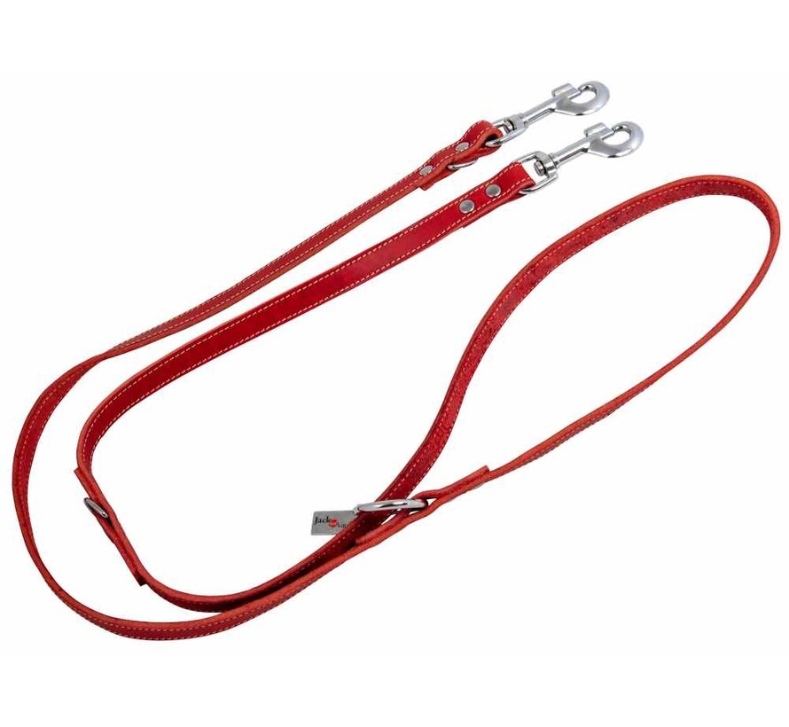Adjustable Dog Leash Greased Leather Red